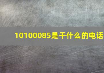 10100085是干什么的电话