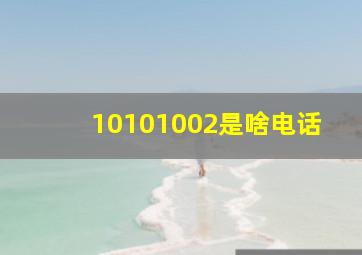 10101002是啥电话