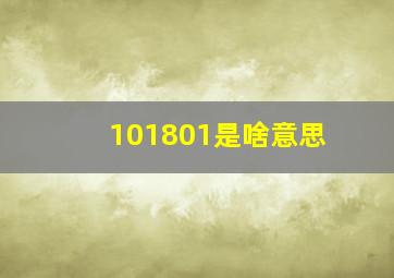 101801是啥意思