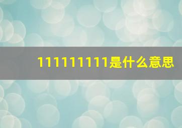 111111111是什么意思