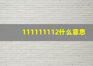 111111112什么意思