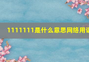 1111111是什么意思网络用语