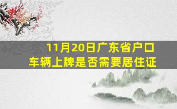 11月20日广东省户口车辆上牌是否需要居住证