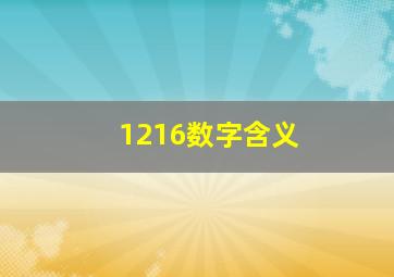 1216数字含义