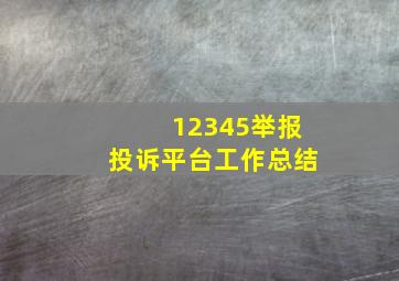 12345举报投诉平台工作总结