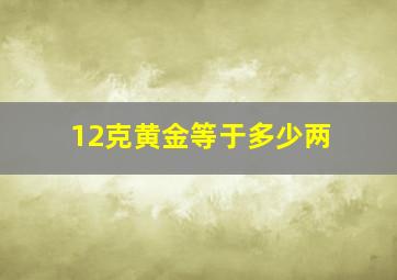 12克黄金等于多少两