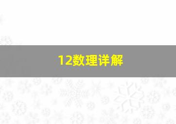 12数理详解