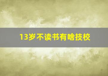 13岁不读书有啥技校