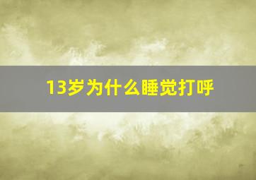 13岁为什么睡觉打呼