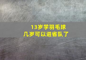 13岁学羽毛球几岁可以进省队了