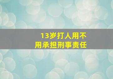 13岁打人用不用承担刑事责任