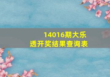 14016期大乐透开奖结果查询表