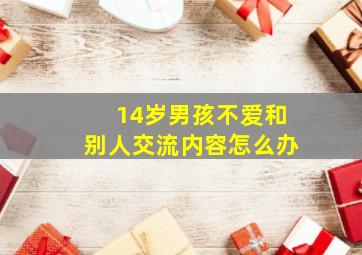 14岁男孩不爱和别人交流内容怎么办