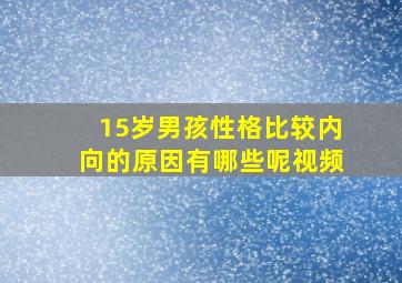 15岁男孩性格比较内向的原因有哪些呢视频