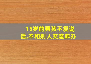 15岁的男孩不爱说话,不和别人交流咋办