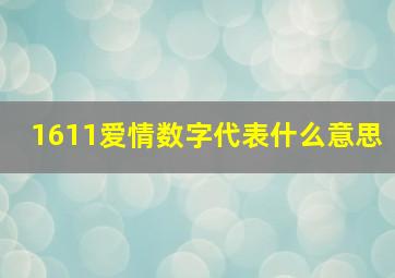 1611爱情数字代表什么意思