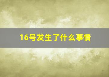 16号发生了什么事情