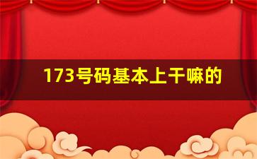 173号码基本上干嘛的