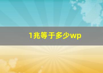 1兆等于多少wp