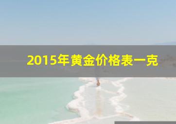 2015年黄金价格表一克