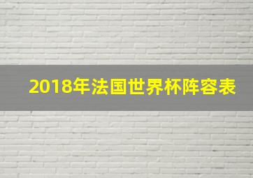 2018年法国世界杯阵容表