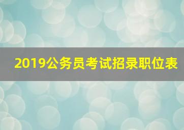 2019公务员考试招录职位表