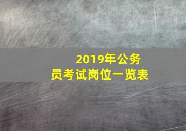 2019年公务员考试岗位一览表