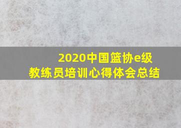 2020中国篮协e级教练员培训心得体会总结