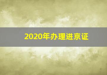 2020年办理进京证