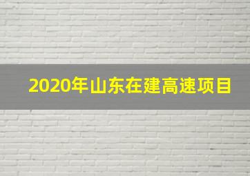 2020年山东在建高速项目