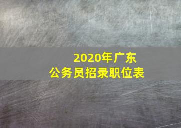 2020年广东公务员招录职位表