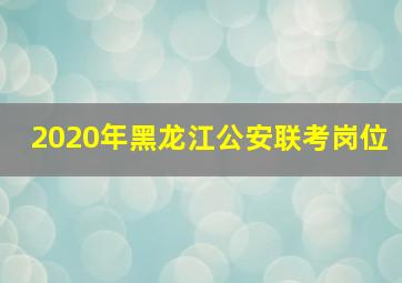 2020年黑龙江公安联考岗位