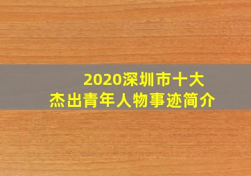 2020深圳市十大杰出青年人物事迹简介