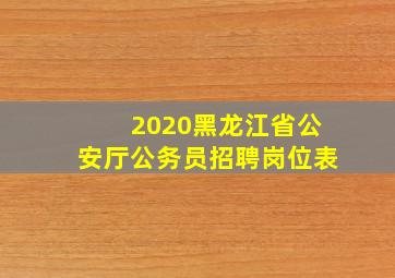 2020黑龙江省公安厅公务员招聘岗位表