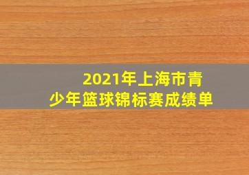 2021年上海市青少年篮球锦标赛成绩单