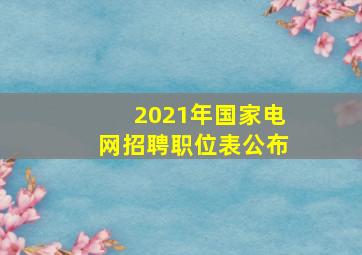 2021年国家电网招聘职位表公布