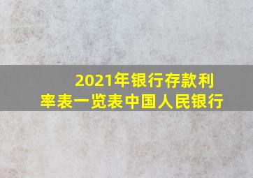 2021年银行存款利率表一览表中国人民银行