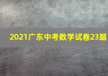 2021广东中考数学试卷23题