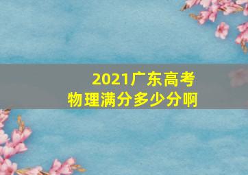 2021广东高考物理满分多少分啊