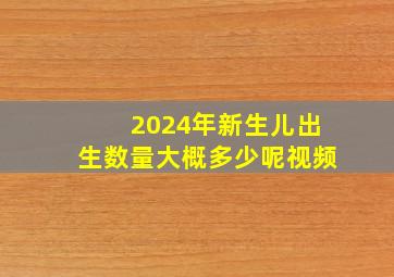 2024年新生儿出生数量大概多少呢视频