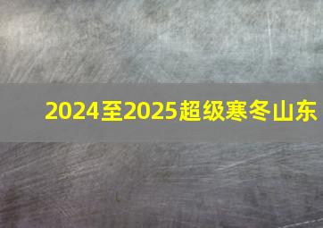 2024至2025超级寒冬山东