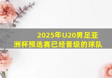 2025年U20男足亚洲杯预选赛已经晋级的球队