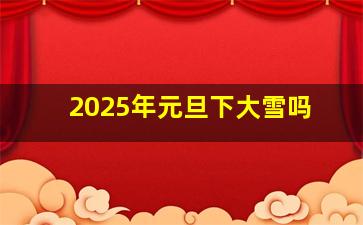 2025年元旦下大雪吗