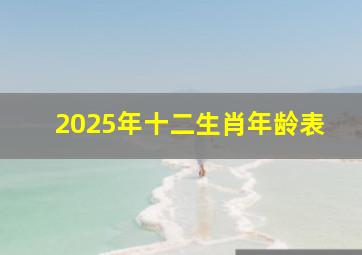 2025年十二生肖年龄表