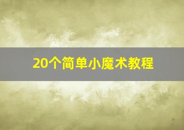 20个简单小魔术教程