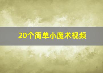 20个简单小魔术视频