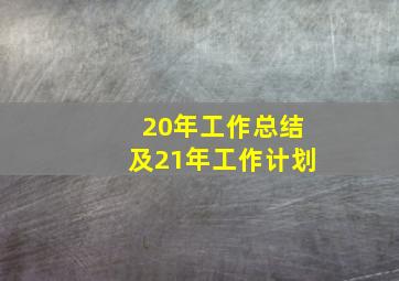 20年工作总结及21年工作计划