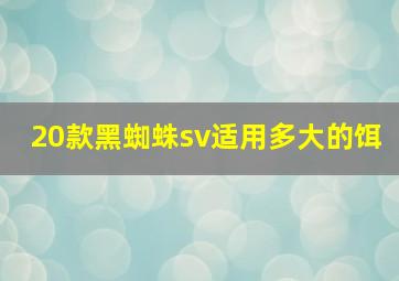 20款黑蜘蛛sv适用多大的饵