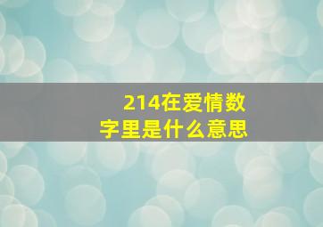 214在爱情数字里是什么意思