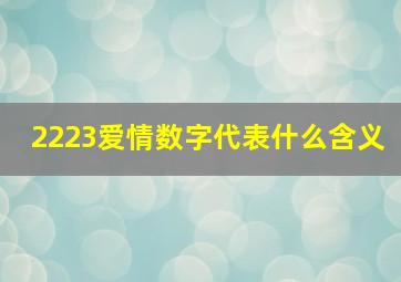 2223爱情数字代表什么含义